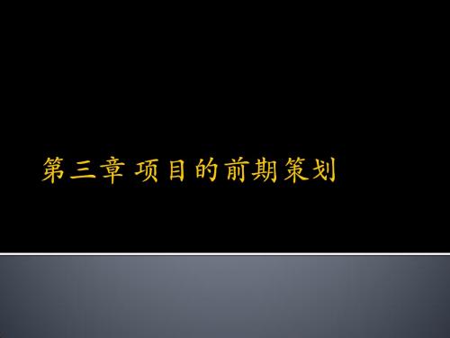 第三章 项目的前期策划