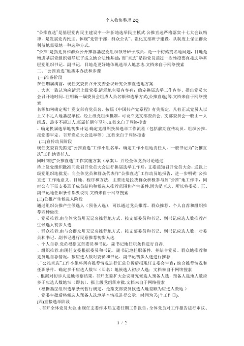 “公推直选”工作实施方案
