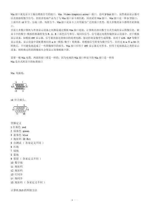 VGA信号线接线图详解及不同接口介绍