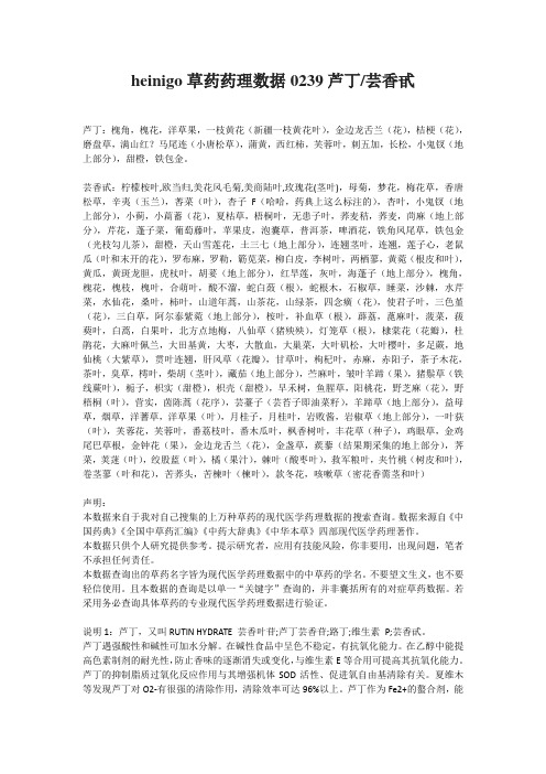 heinigo草药药理数据0239芦丁