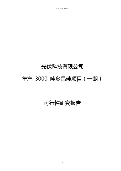 年产 3000 吨多晶硅项目可行性研究报告