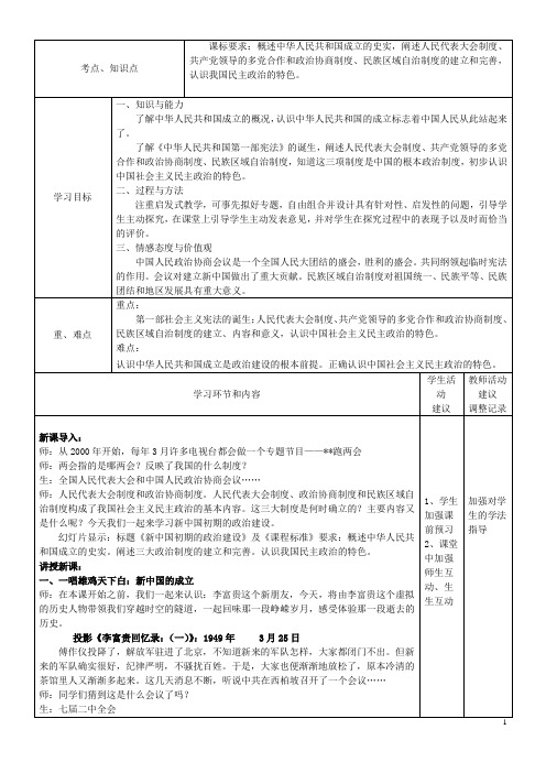 四川省宜宾市一中高中历史下学期第1周教学设计(新中国初期的政治建设)