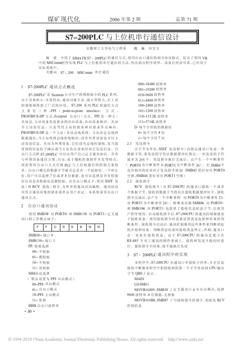 S7_200PLC与上位机串行通信设计