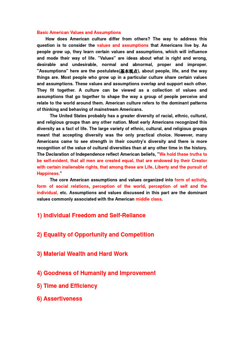 1 Basic American Values and Assumptions