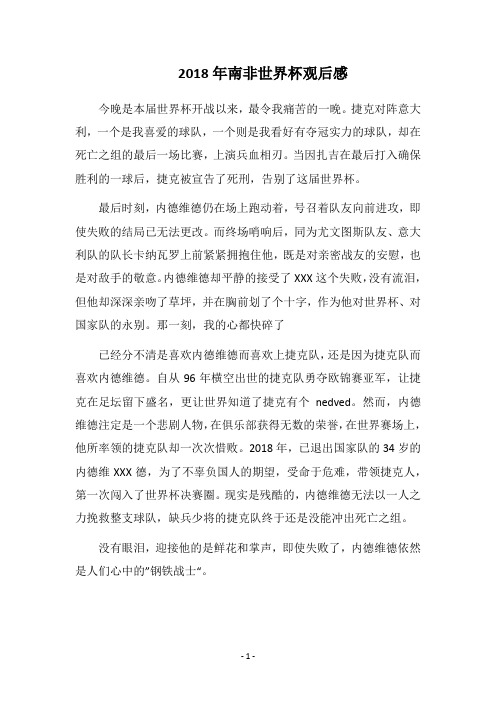2018年南非世界杯观后感