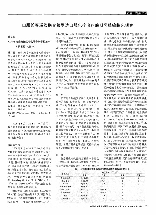 口服长春瑞滨联合希罗达口服化疗治疗晚期乳腺癌临床观察