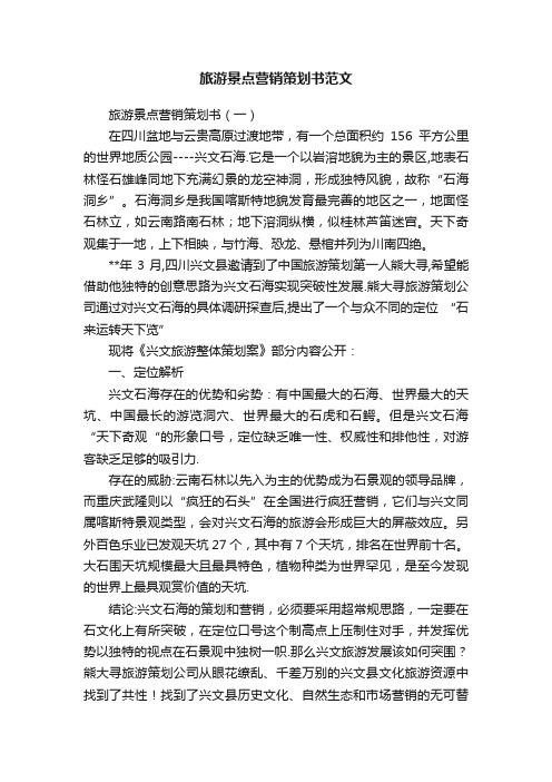 旅游景点营销策划书范文