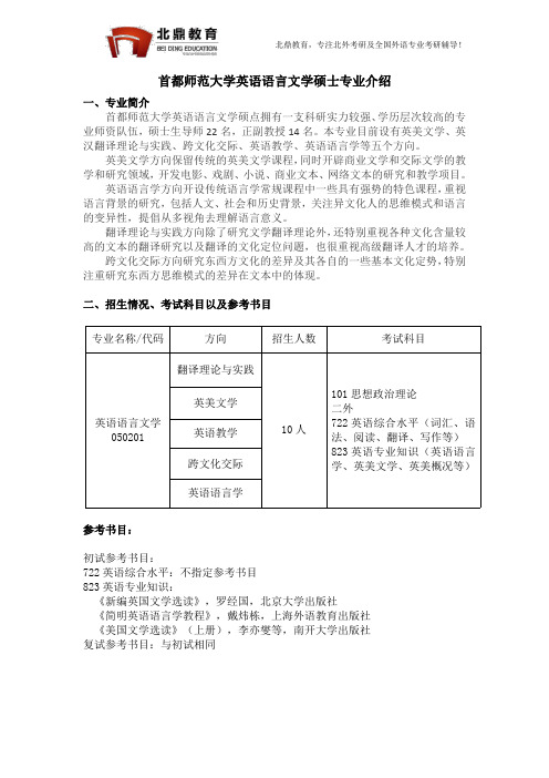 首都师范大学英语专业考研介绍2018