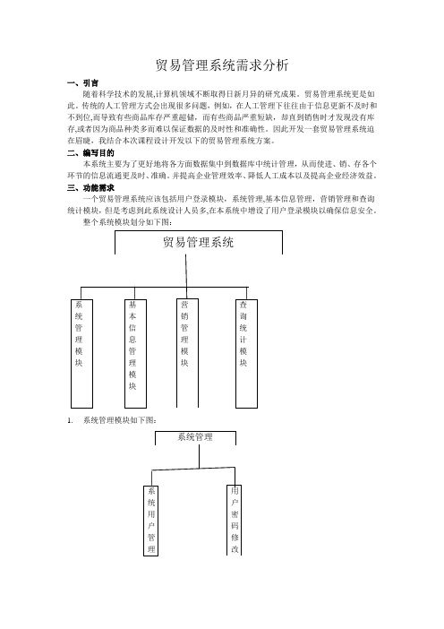 数据库课程设计贸易管理系统需求分析