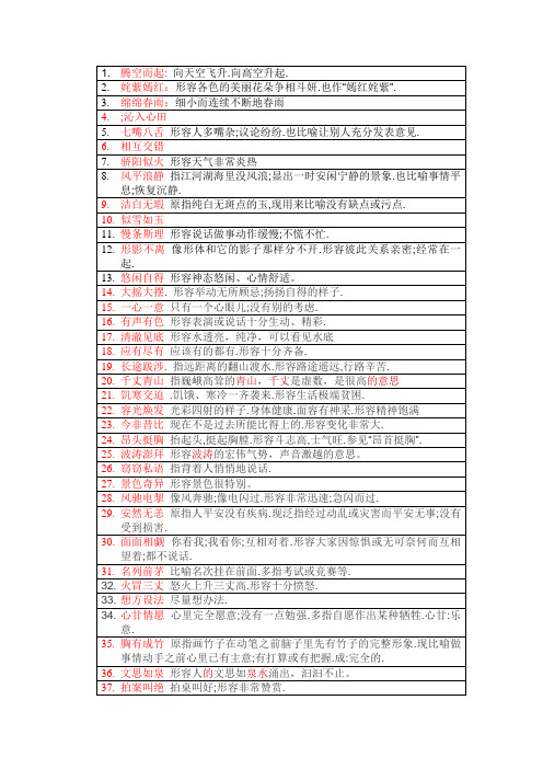 沪教版三年级上册成语解释