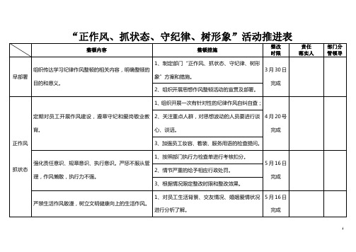 作风纪律整顿活动推进表