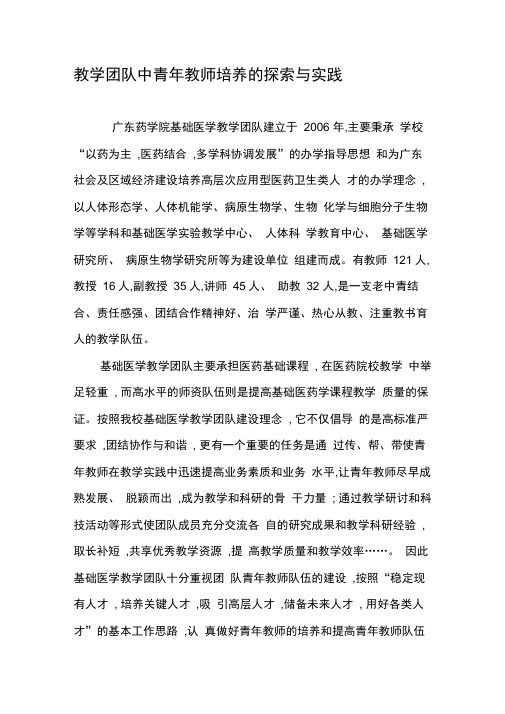 教学团队中青年教师培养的探索与实践-最新文档