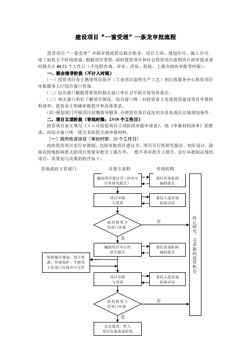 建设项目“一窗受理”办事流程