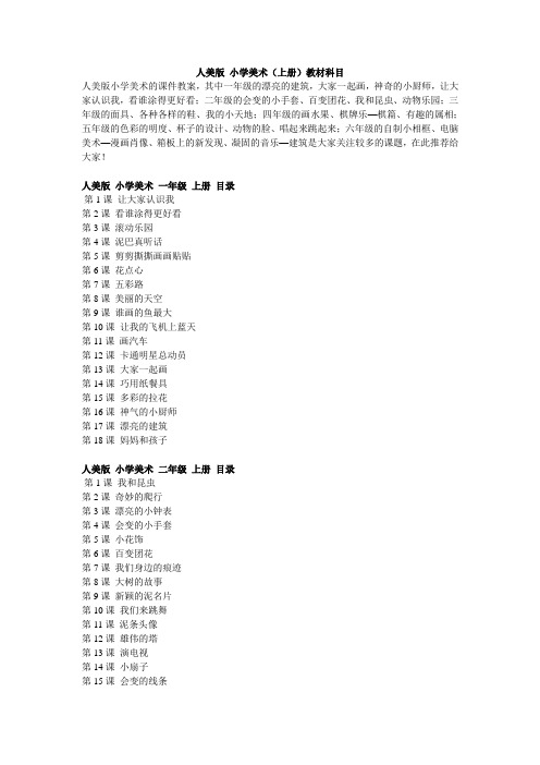 人美版 小学美术(上册)教材目录