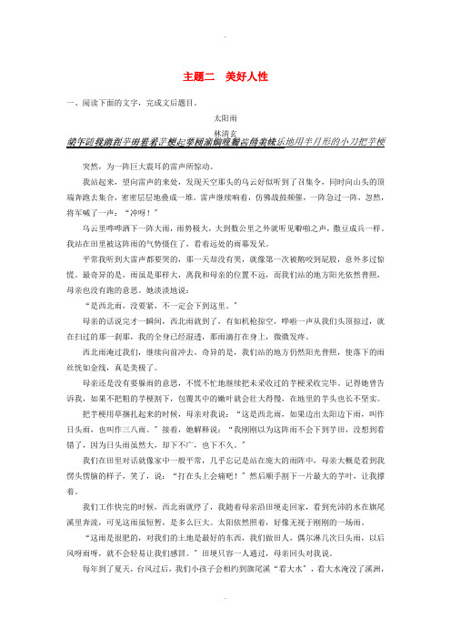 高考语文一轮复习精选提分专练第二练文学类文本阅读散文阅读专题三主题突破主题二美好人性