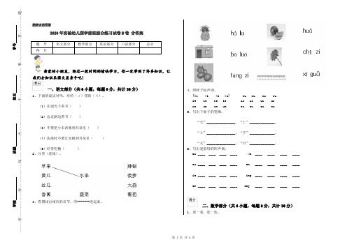 2020年实验幼儿园学前班综合练习试卷B卷 含答案