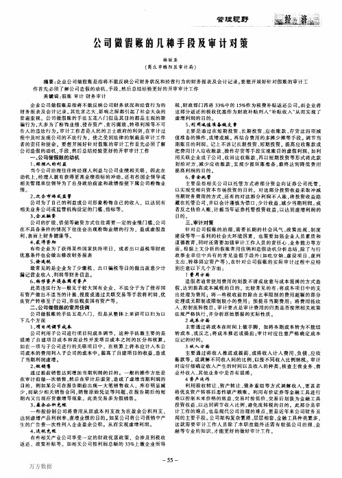公司做假账的几种手段及审计对策