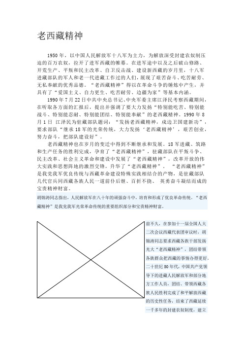 老西藏精神
