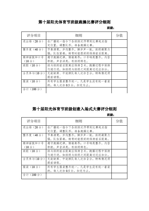 跑操比赛评分细则