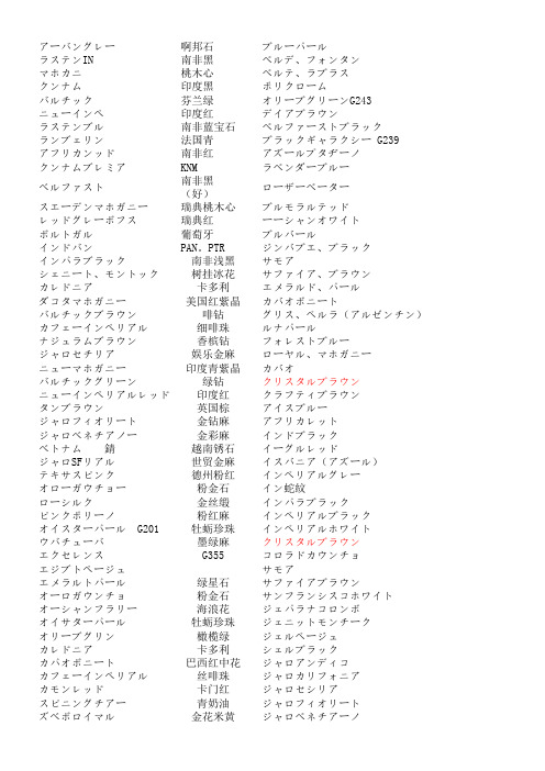 石材中日名称总汇