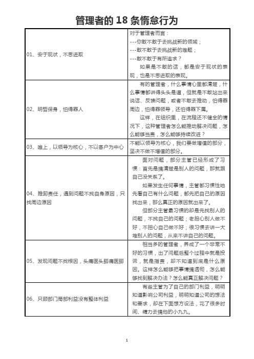 管理者的18条惰怠行为