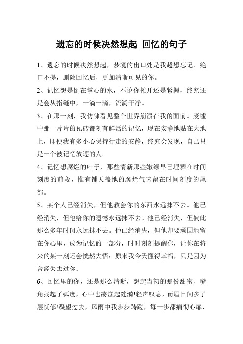 遗忘的时候决然想起_回忆的句子