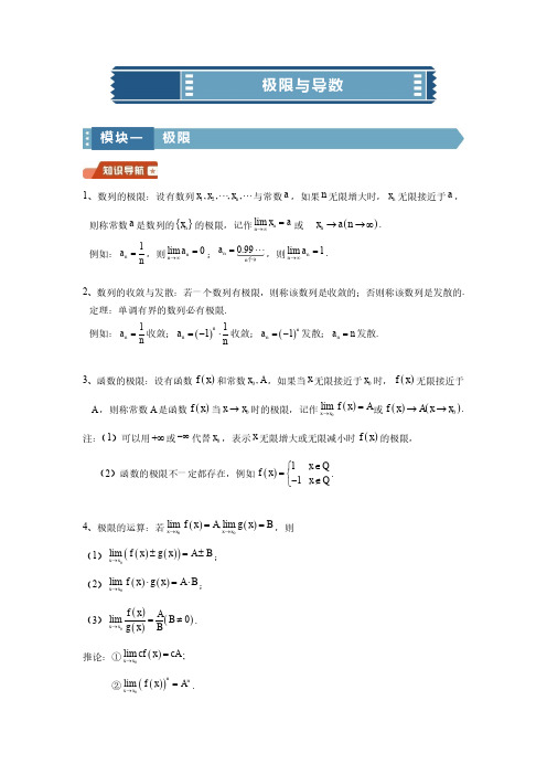 高中数学-极限与导数