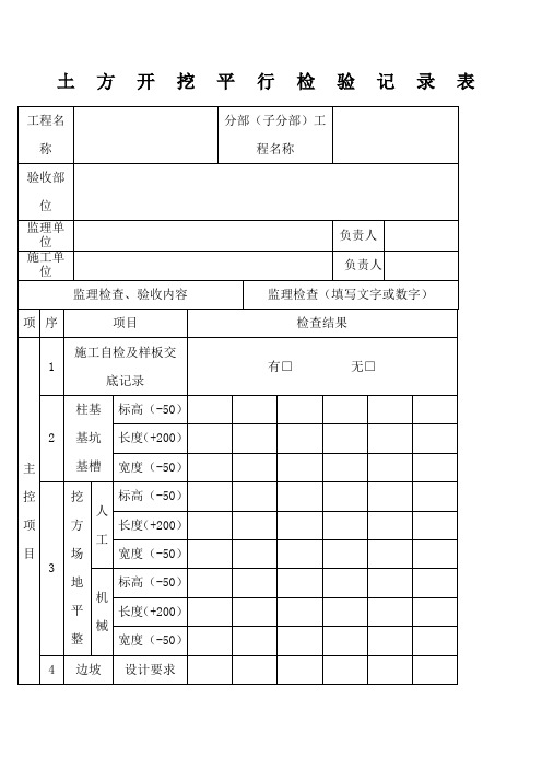 土方开挖平行检验记录