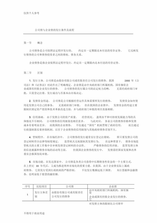 公司债与企业债的发行条件和流程图