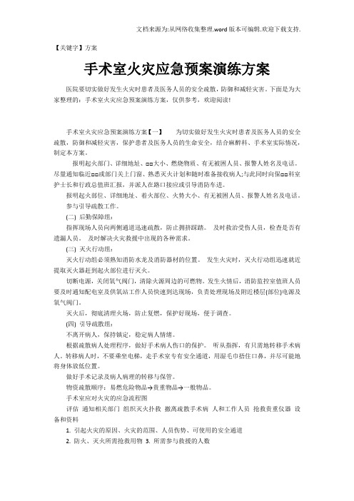 【方案】手术室火灾应急预案演练方案