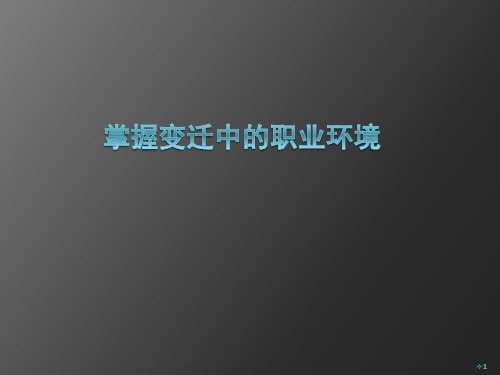 掌握变迁中的职业环境ppt课件