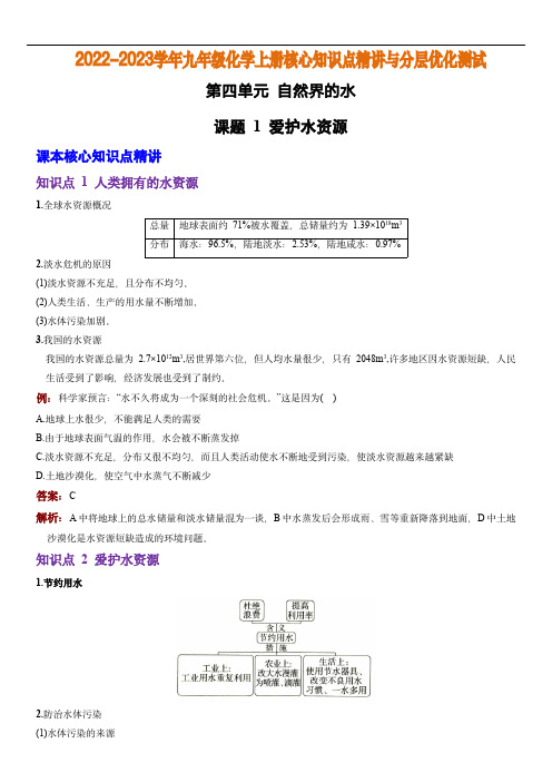 九年级化学上册核心知识点精讲(人教版)：爱护水资源