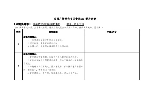 公园广场视角盲区警示3D 影片分镜
