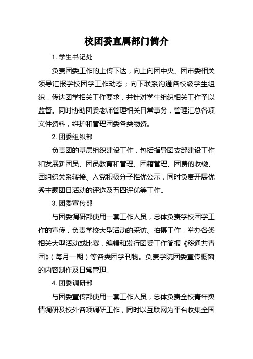 校团委直属部门简介