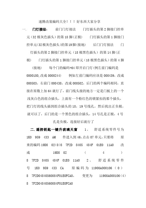 速腾改装编码大全