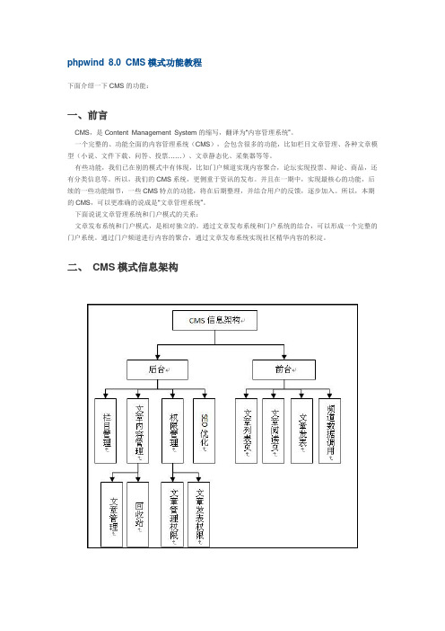 phpwind 8.0 CMS模式功能教程