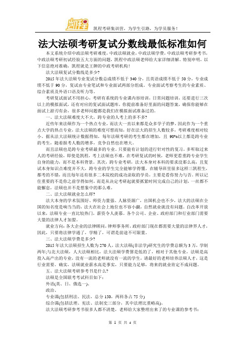 法大法硕考研复试分数线最低标准如何