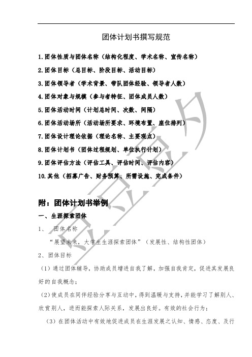 团体计划书撰写规范