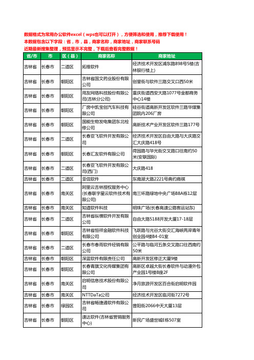 2020新版吉林省长春市软件有限公司工商企业公司商家名录名单黄页联系电话号码地址大全52家