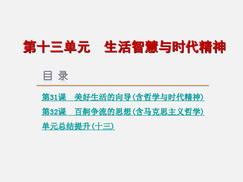 高考政治 一轮复习 第十三单元 生活智慧与时代精神 新人教