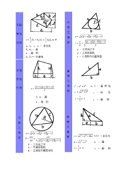 初中三年各种几何图形计算公式,非常全面!-精编
