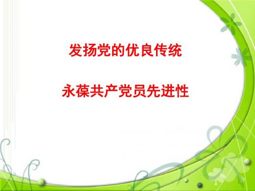 发扬党的优良传统和作风