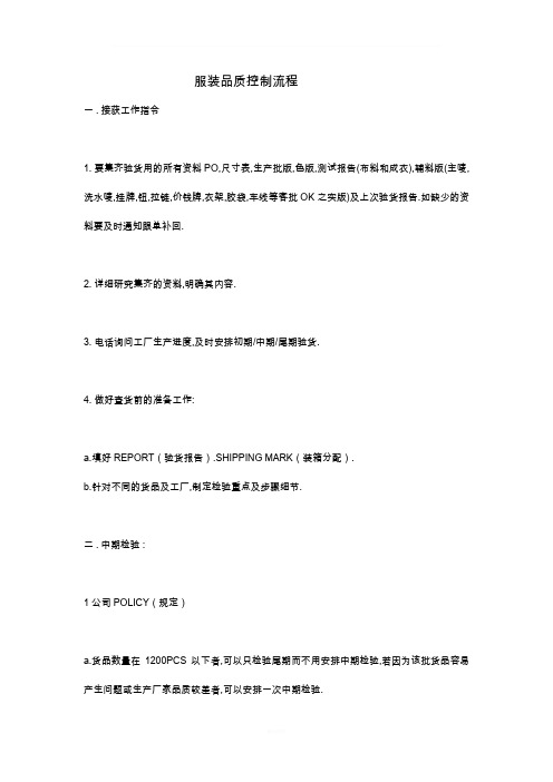 服装品质控制流程