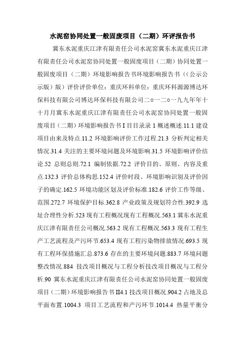 水泥窑协同处置一般固废项目(二期)环评报告书.doc