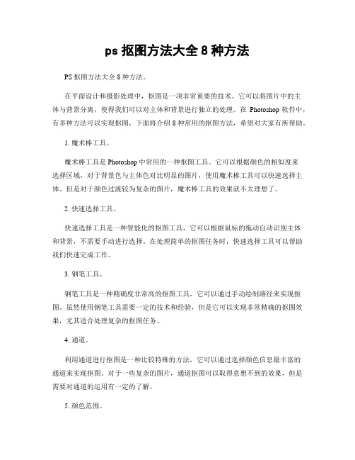 ps抠图方法大全8种方法