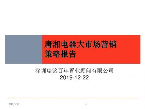 2019年长沙唐湘家电市场商业的项目的策略的报告最终69页