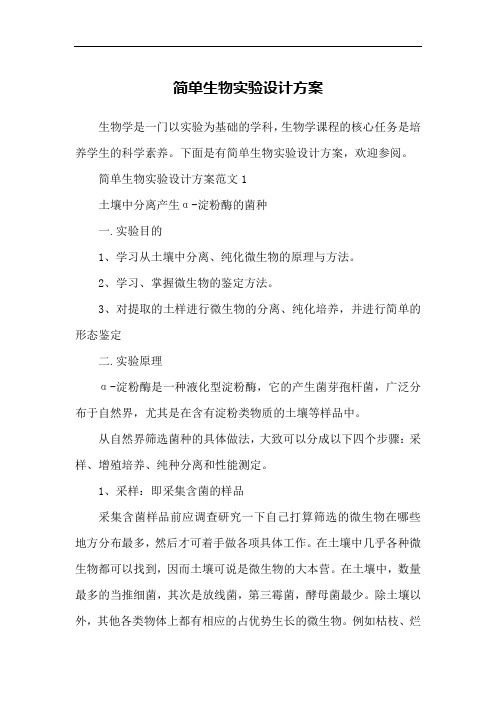 简单生物实验设计方案