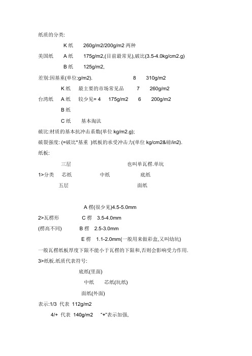纸质的分类