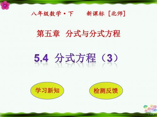 最新北师大版八年级数学下册第五章分式与分式方程5.4分式方程第3课时PPT课件