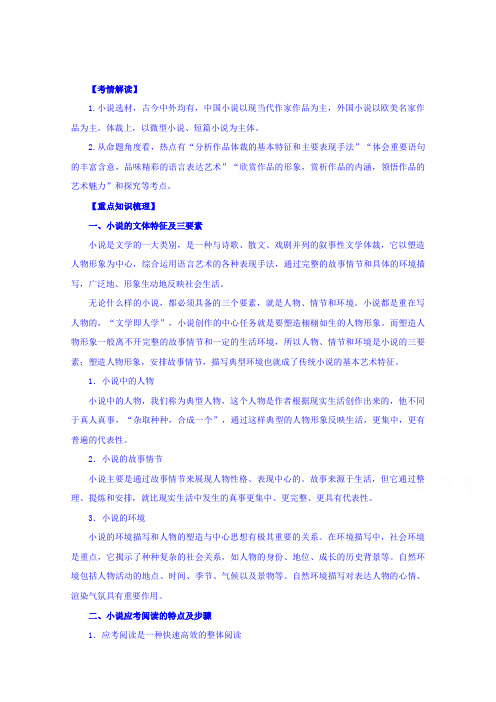 高考语文一轮复习精品资料 专题14 小说阅读 Word版含解析.doc